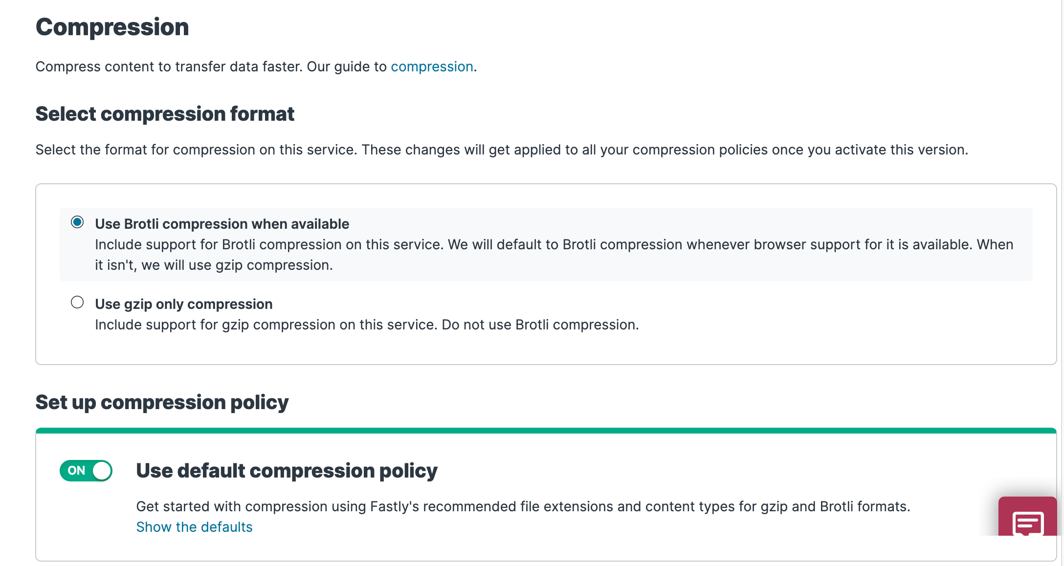 Compression configuration