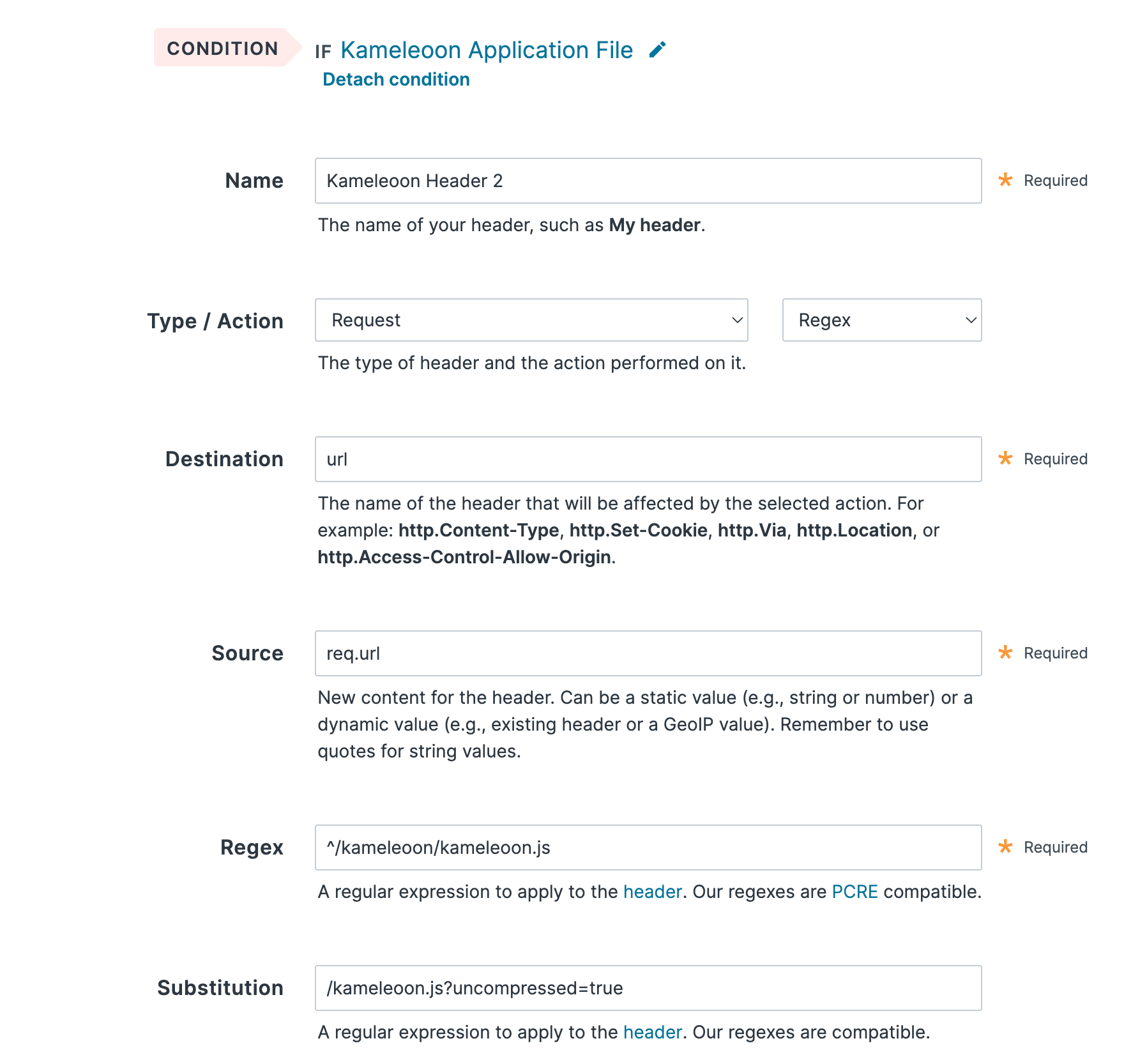 Header 2 configuration