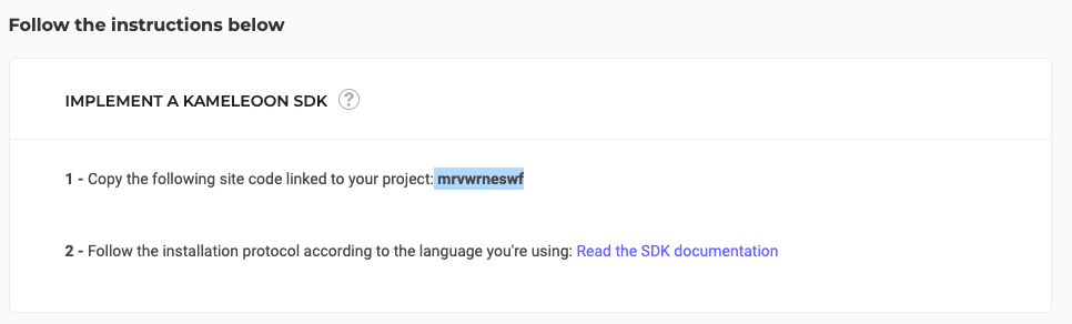 New project page with site code